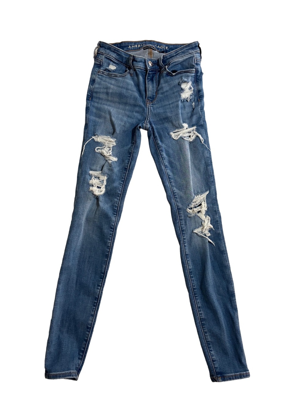 American Eagle Women’s Distressed Skinny Jeans - Blue